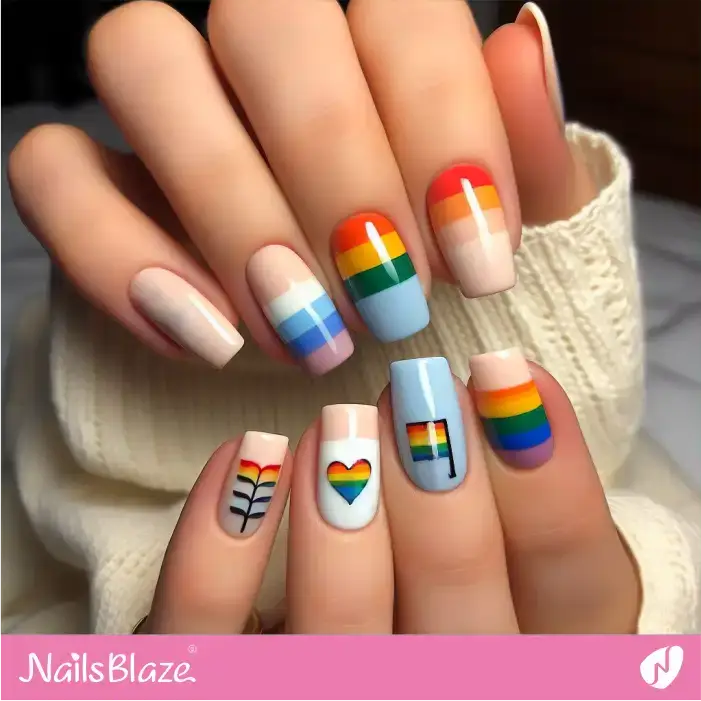 Colorful Nail Design for LGBTQ Love | Pride | LGBTQIA2S+ Nails - NB2082